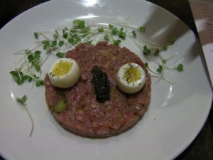 Steak tar-tar eaten by Gill Watson at Assheton Arms, Downham, Lancashire