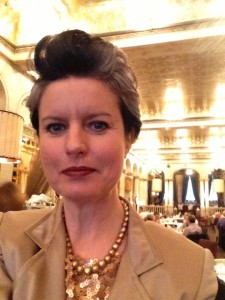Gill Watson chef & writer in Crititerion bar Piccadilly